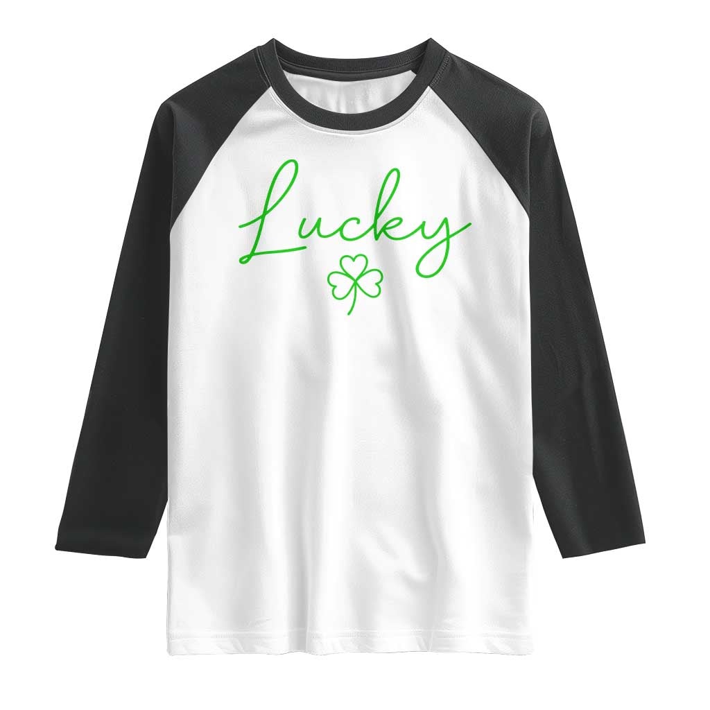 Lucky Irish Shamrock Raglan Shirt St Patricks Day Letter Print Lightweight