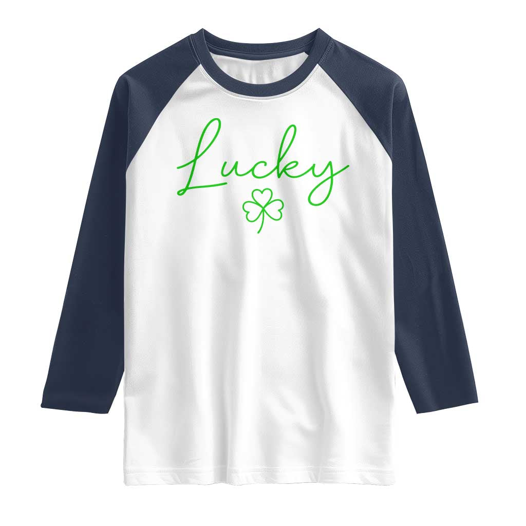 Lucky Irish Shamrock Raglan Shirt St Patricks Day Letter Print Lightweight