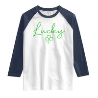 Lucky Irish Shamrock Raglan Shirt St Patricks Day Letter Print Lightweight