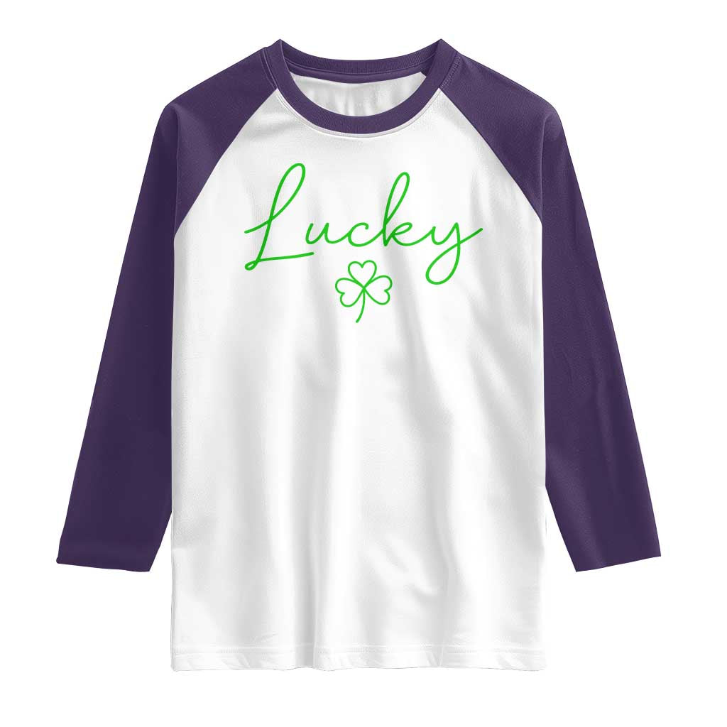 Lucky Irish Shamrock Raglan Shirt St Patricks Day Letter Print Lightweight