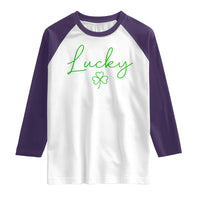 Lucky Irish Shamrock Raglan Shirt St Patricks Day Letter Print Lightweight