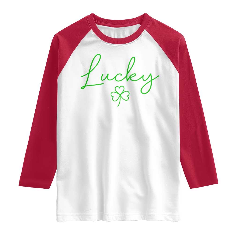 Lucky Irish Shamrock Raglan Shirt St Patricks Day Letter Print Lightweight