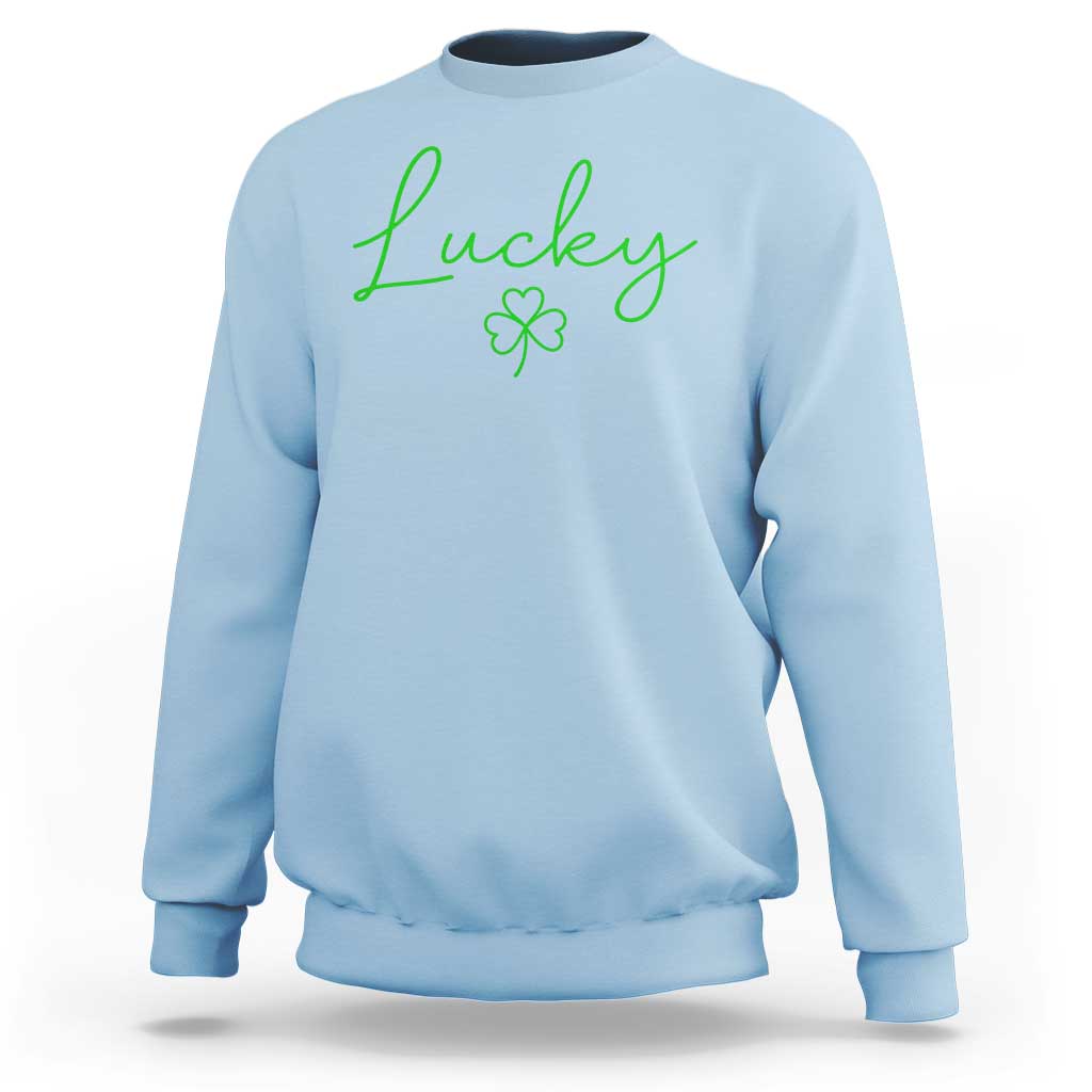 Lucky Irish Shamrock Sweatshirt St Patricks Day Letter Print Lightweight