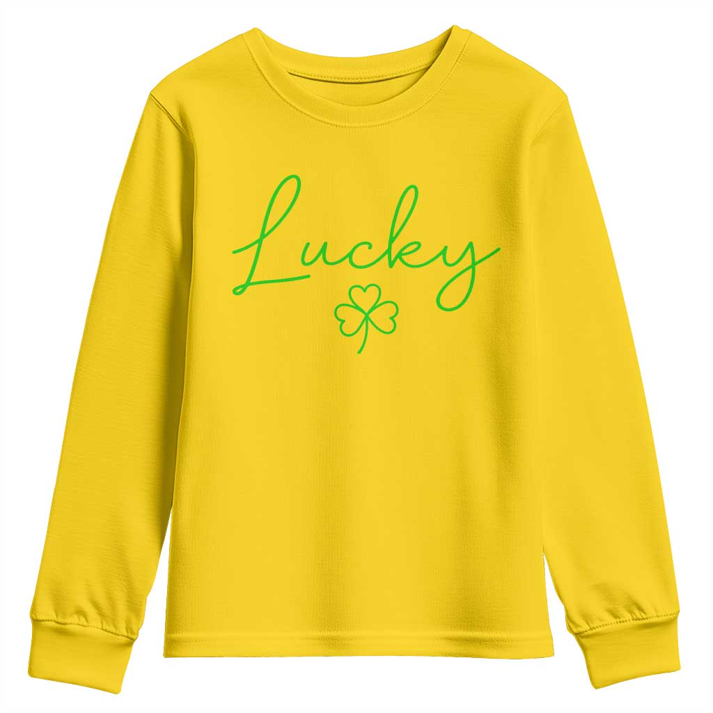Lucky Irish Shamrock Youth Sweatshirt St Patricks Day Letter Print Lightweight