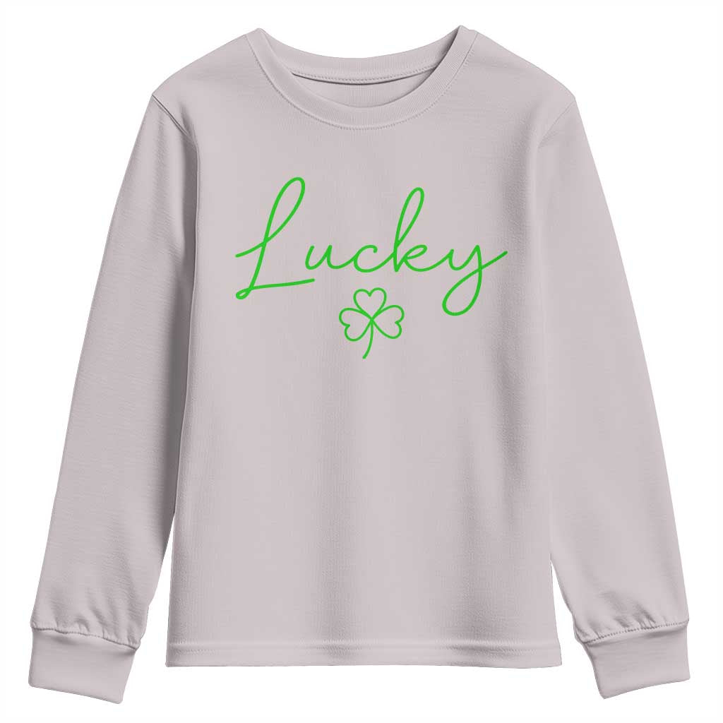 Lucky Irish Shamrock Youth Sweatshirt St Patricks Day Letter Print Lightweight