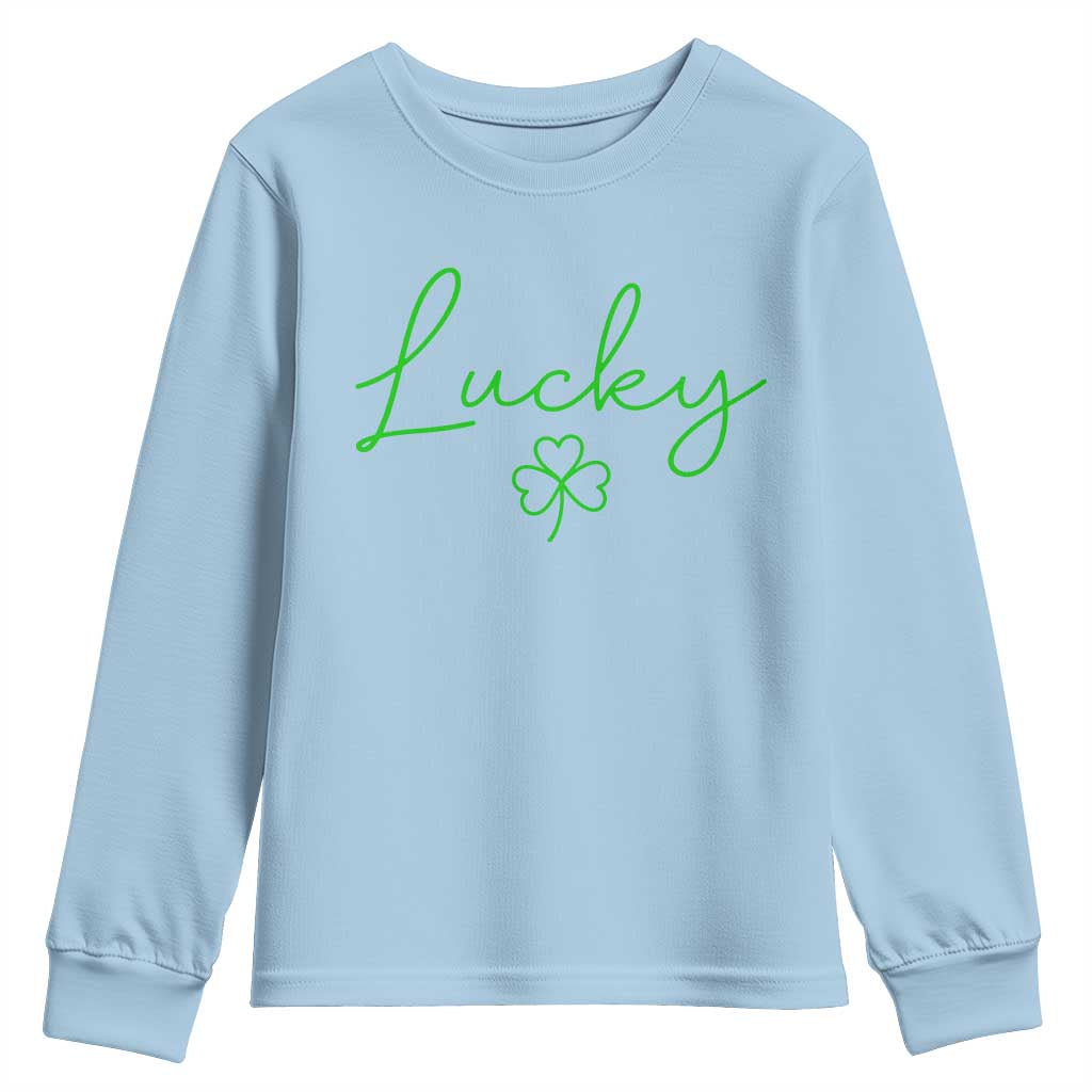 Lucky Irish Shamrock Youth Sweatshirt St Patricks Day Letter Print Lightweight