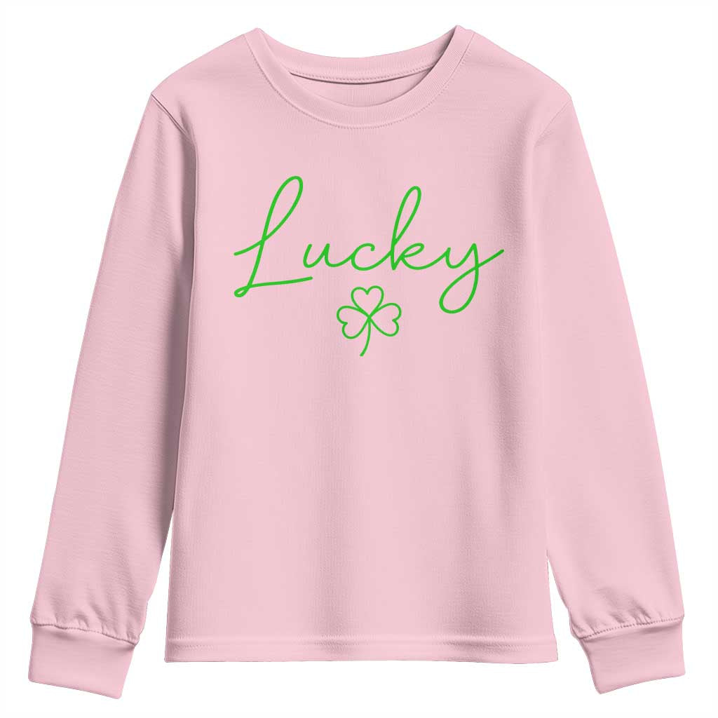 Lucky Irish Shamrock Youth Sweatshirt St Patricks Day Letter Print Lightweight