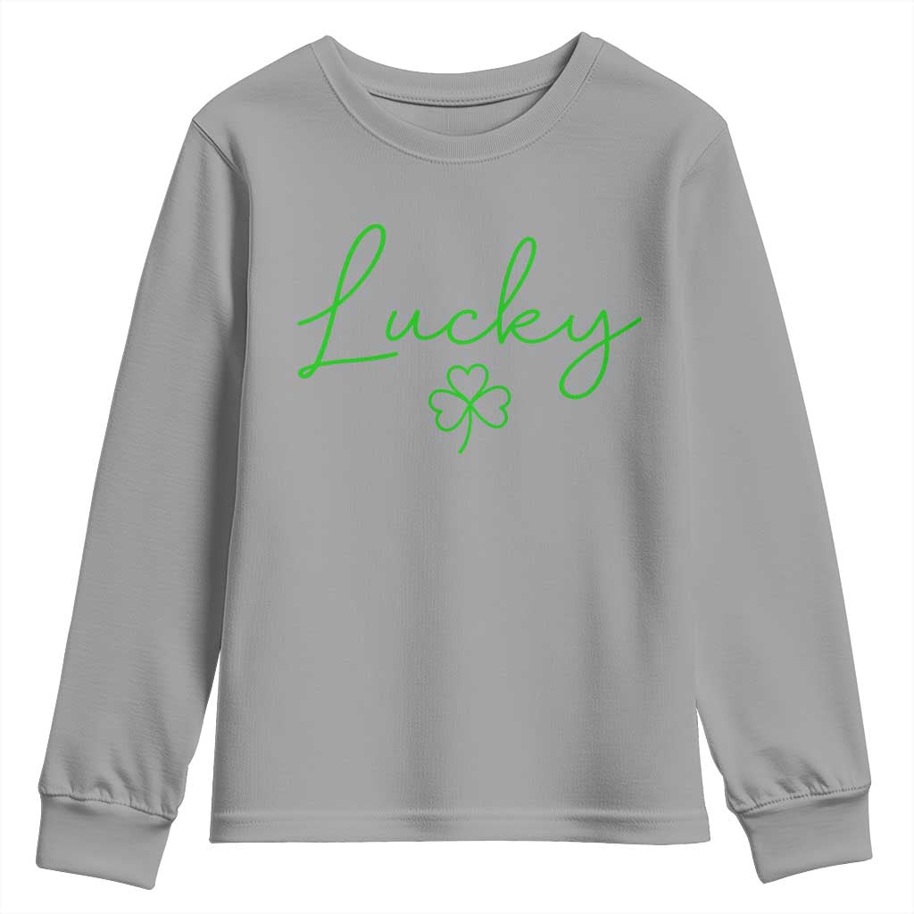 Lucky Irish Shamrock Youth Sweatshirt St Patricks Day Letter Print Lightweight