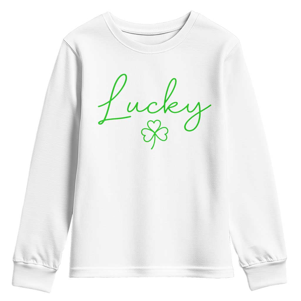 Lucky Irish Shamrock Youth Sweatshirt St Patricks Day Letter Print Lightweight