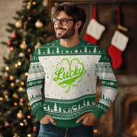 Vintage Lucky Shamrock Ugly Christmas Sweater Irish St Patricks Day