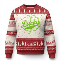 Vintage Lucky Shamrock Ugly Christmas Sweater Irish St Patricks Day