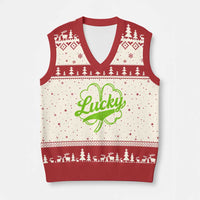 Vintage Lucky Shamrock V-Neck Knit Sweater Vest Irish St Patricks Day