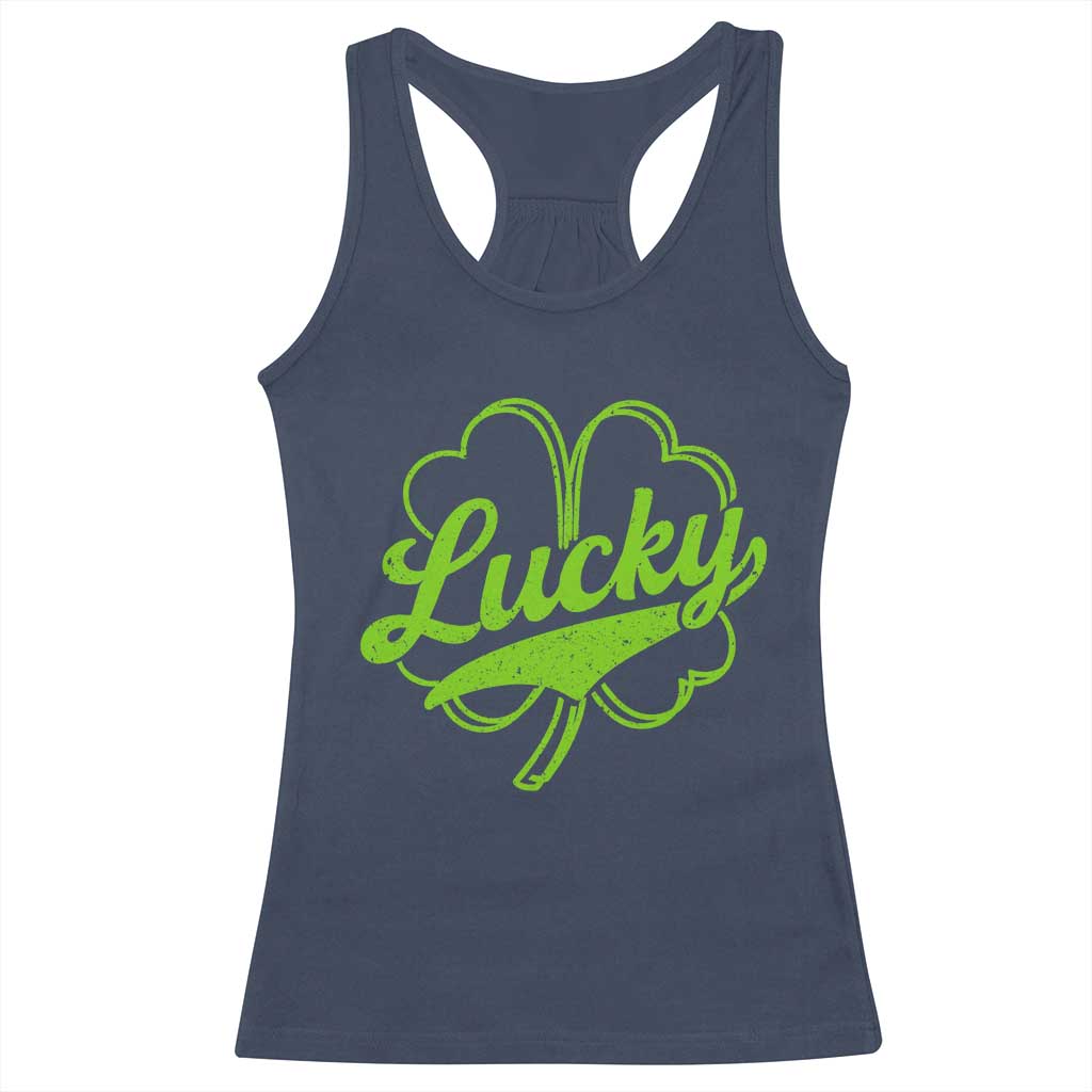 Vintage Lucky Shamrock Racerback Tank Top Irish St Patricks Day