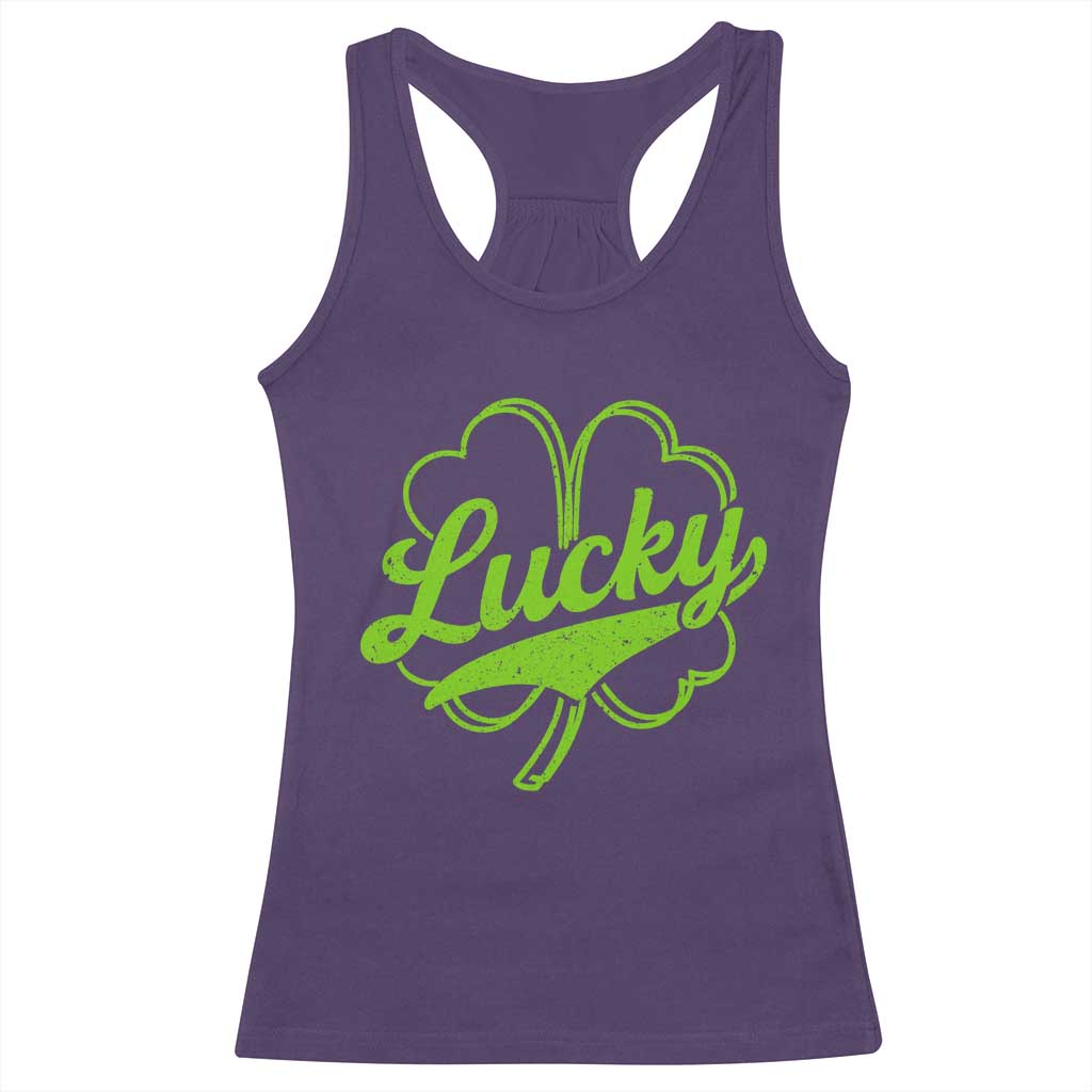 Vintage Lucky Shamrock Racerback Tank Top Irish St Patricks Day