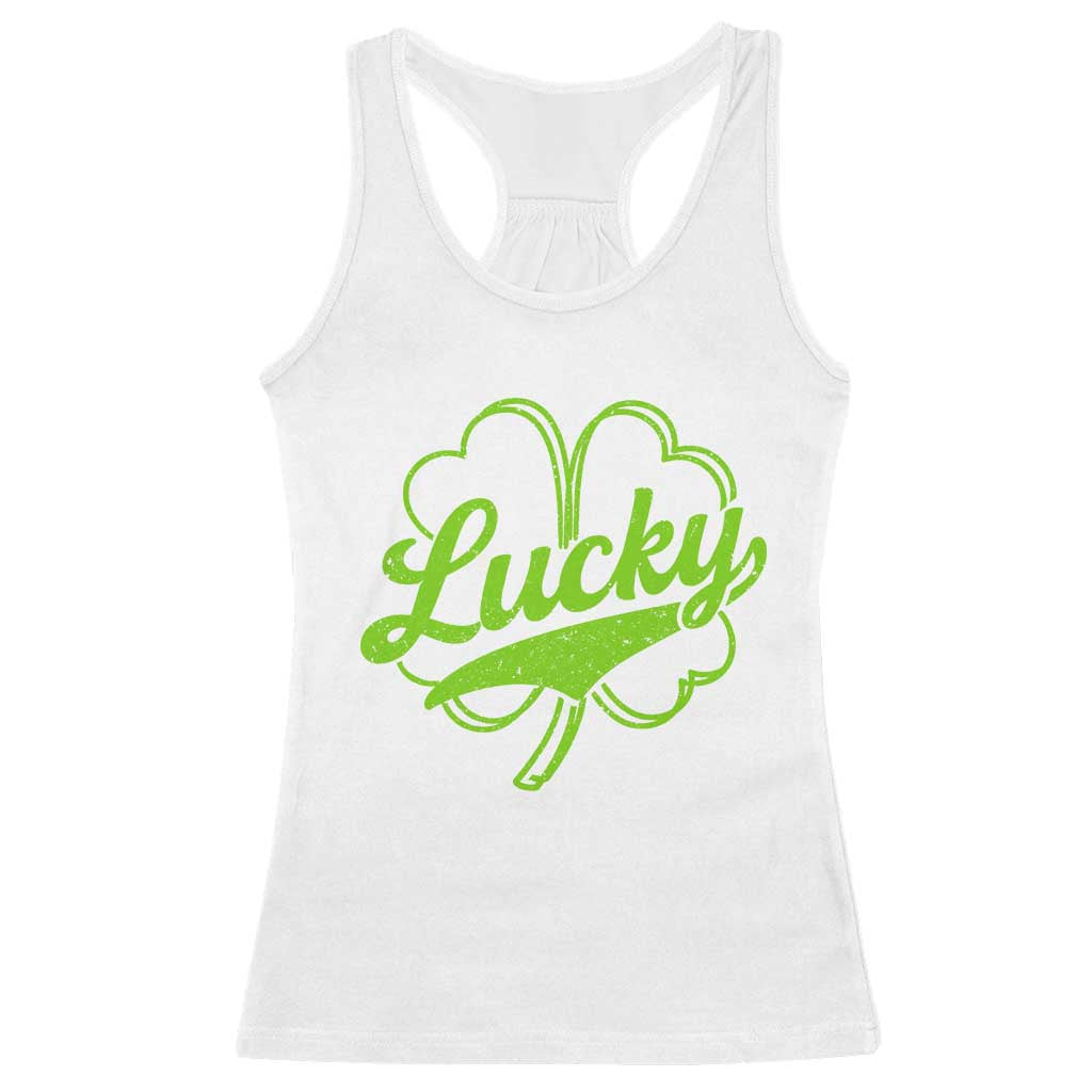 Vintage Lucky Shamrock Racerback Tank Top Irish St Patricks Day