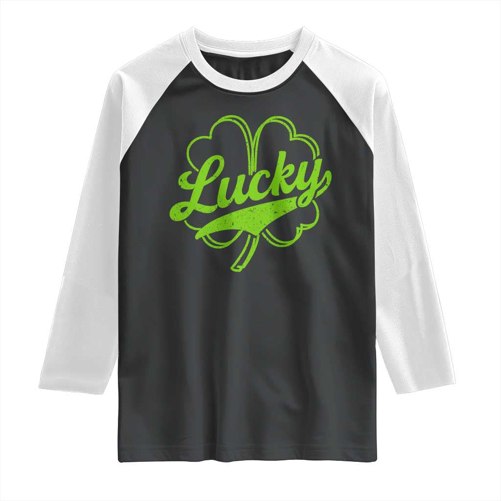 Vintage Lucky Shamrock Raglan Shirt Irish St Patricks Day