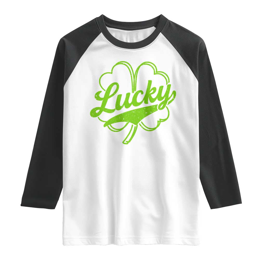 Vintage Lucky Shamrock Raglan Shirt Irish St Patricks Day