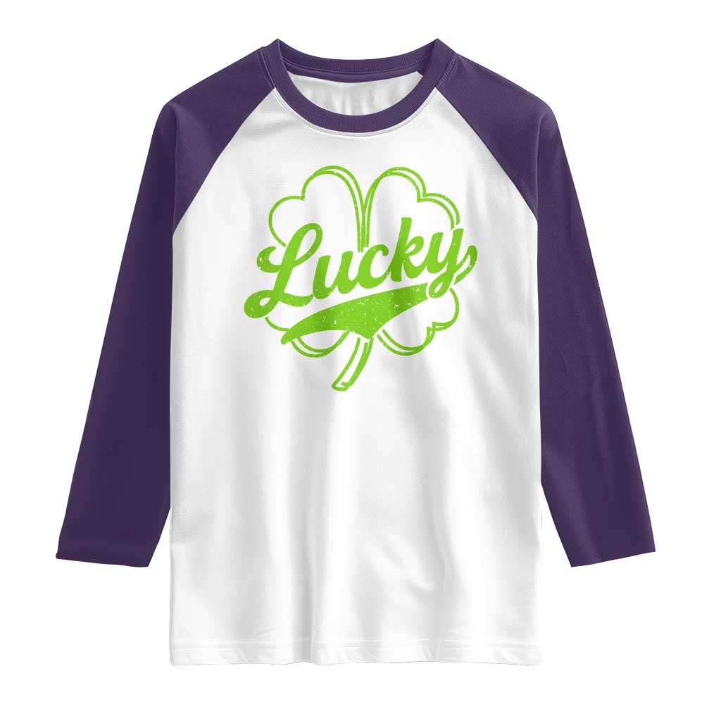 Vintage Lucky Shamrock Raglan Shirt Irish St Patricks Day