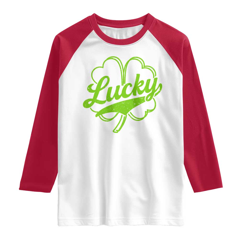 Vintage Lucky Shamrock Raglan Shirt Irish St Patricks Day