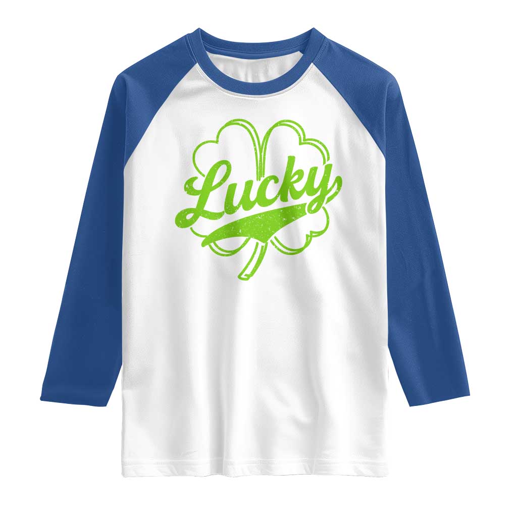 Vintage Lucky Shamrock Raglan Shirt Irish St Patricks Day