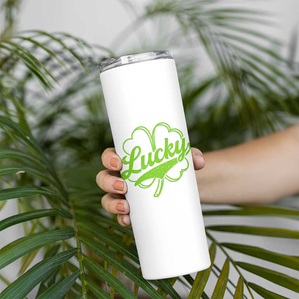 Vintage Lucky Shamrock Skinny Tumbler Irish St Patricks Day
