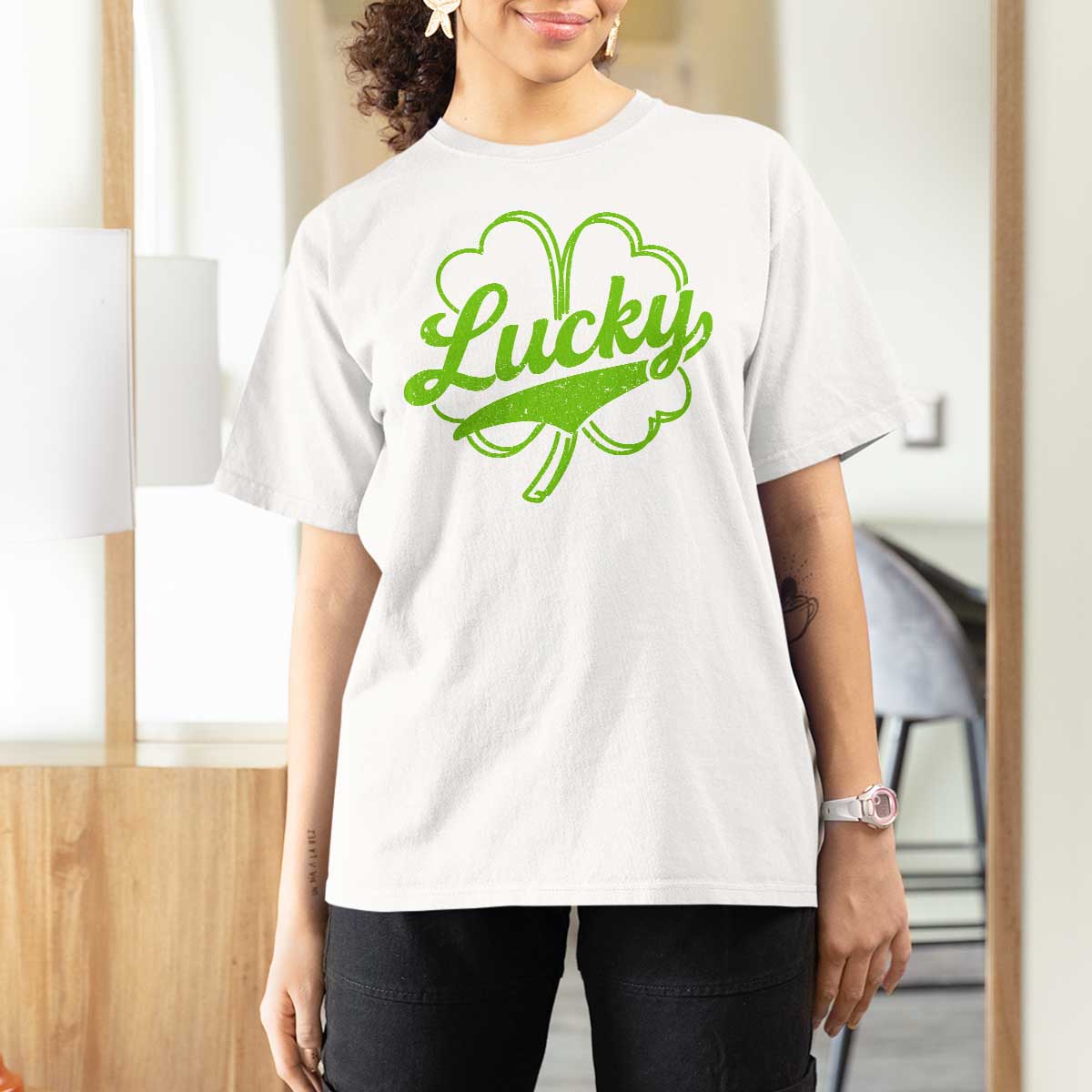 Vintage Lucky Shamrock T Shirt For Women Irish St Patricks Day