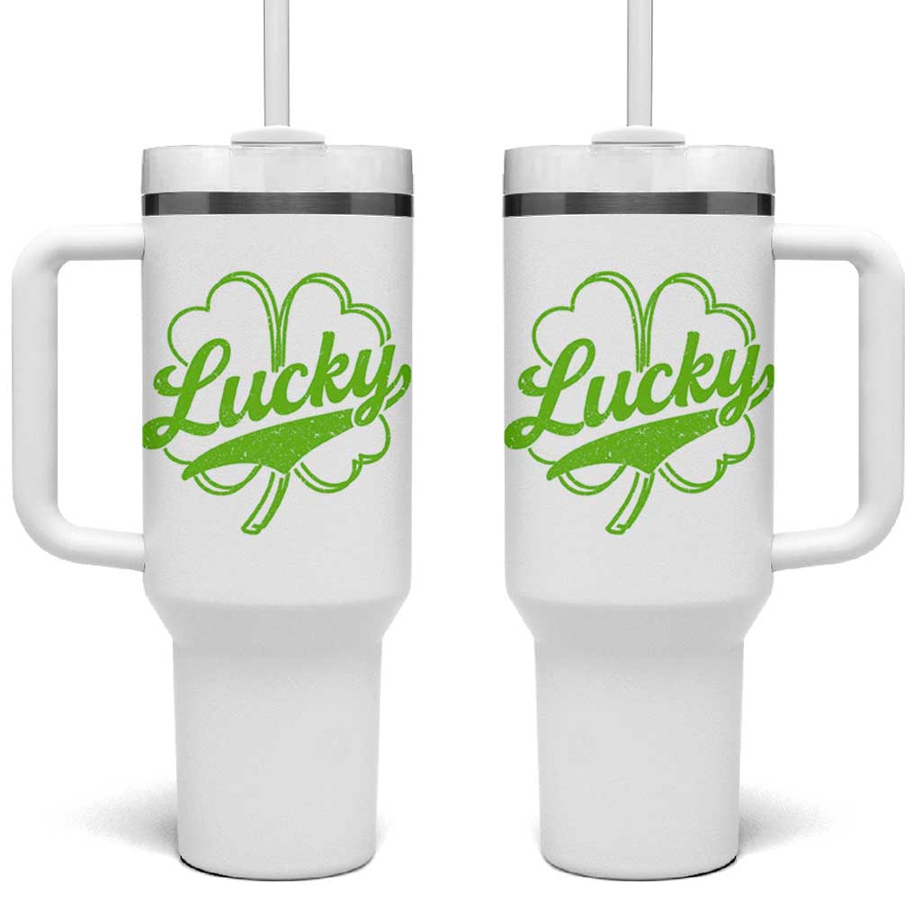 Vintage Lucky Shamrock Tumbler With Handle Irish St Patricks Day