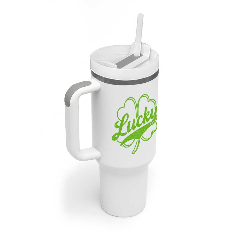 Vintage Lucky Shamrock Tumbler With Handle Irish St Patricks Day
