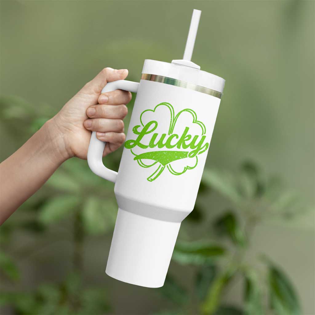Vintage Lucky Shamrock Tumbler With Handle Irish St Patricks Day