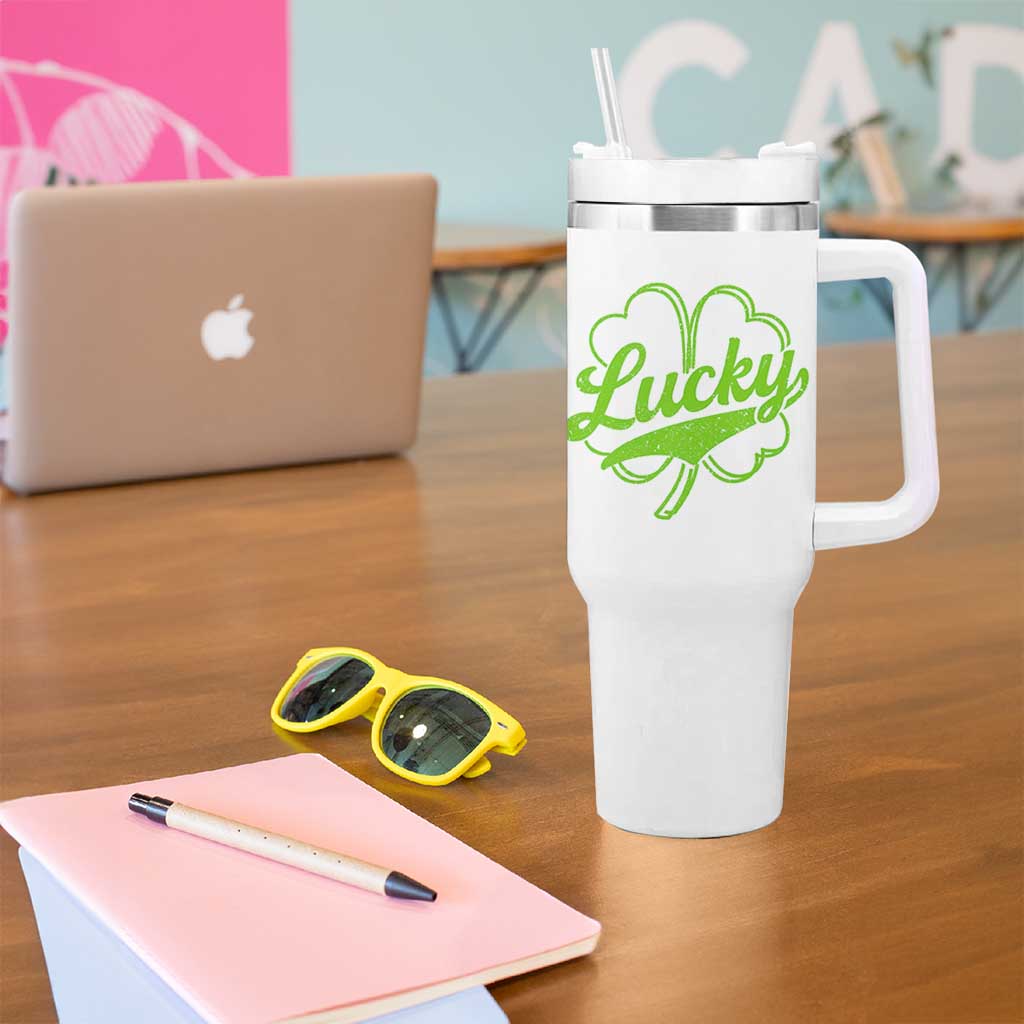 Vintage Lucky Shamrock Tumbler With Handle Irish St Patricks Day