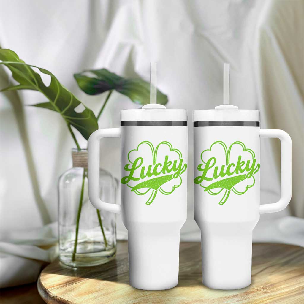 Vintage Lucky Shamrock Tumbler With Handle Irish St Patricks Day