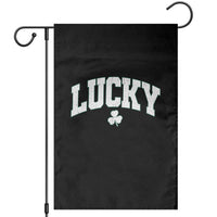Retro Lucky Garden Flag St Patricks Day Irish Shamrock Varsity