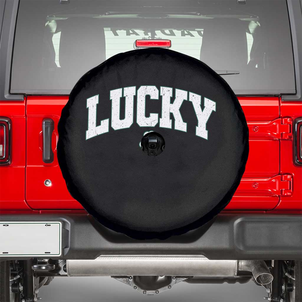 Retro Lucky Spare Tire Cover St Patricks Day Irish Shamrock Varsity
