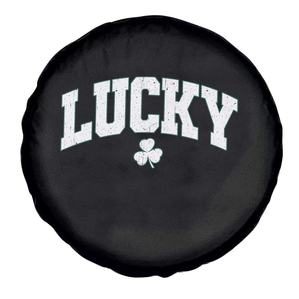 Retro Lucky Spare Tire Cover St Patricks Day Irish Shamrock Varsity