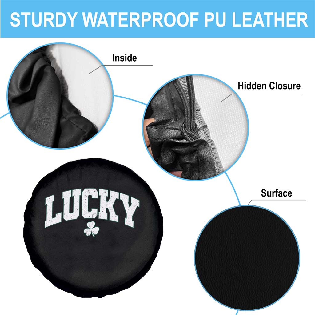 Retro Lucky Spare Tire Cover St Patricks Day Irish Shamrock Varsity