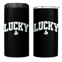 Retro Lucky 4 in 1 Can Cooler Tumbler St Patricks Day Irish Shamrock Varsity
