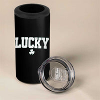 Retro Lucky 4 in 1 Can Cooler Tumbler St Patricks Day Irish Shamrock Varsity