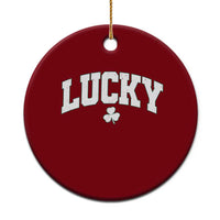 Retro Lucky Ceramic Ornament St Patricks Day Irish Shamrock Varsity
