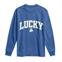 Retro Lucky Long Sleeve Shirt St Patricks Day Irish Shamrock Varsity