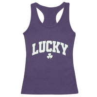 Retro Lucky Racerback Tank Top St Patricks Day Irish Shamrock Varsity