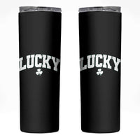 Retro Lucky Skinny Tumbler St Patricks Day Irish Shamrock Varsity