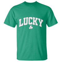 Retro Lucky T Shirt St Patricks Day Irish Shamrock Varsity