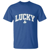 Retro Lucky T Shirt St Patricks Day Irish Shamrock Varsity