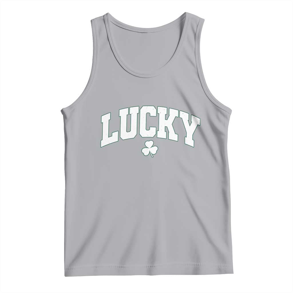 Retro Lucky Tank Top St Patricks Day Irish Shamrock Varsity