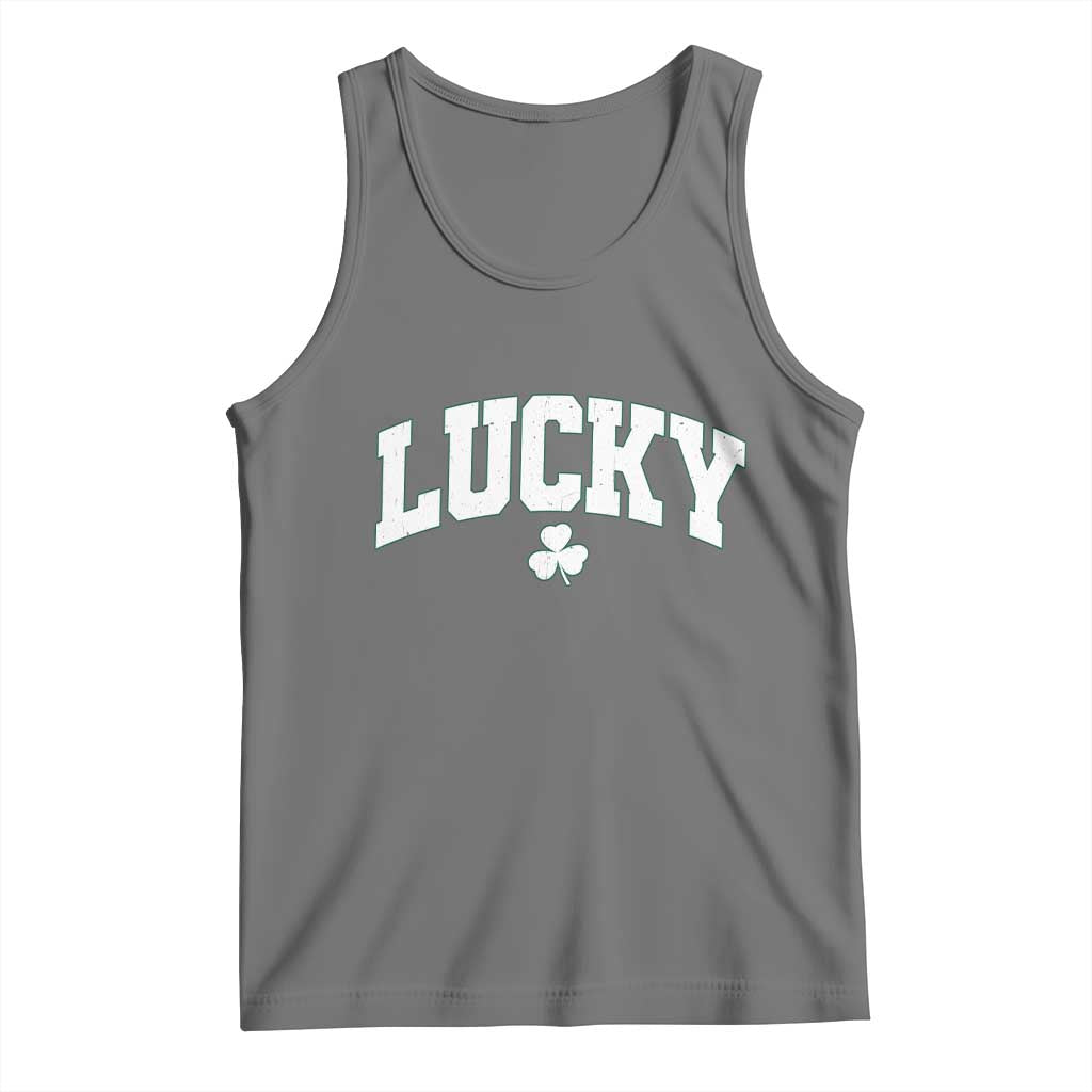 Retro Lucky Tank Top St Patricks Day Irish Shamrock Varsity