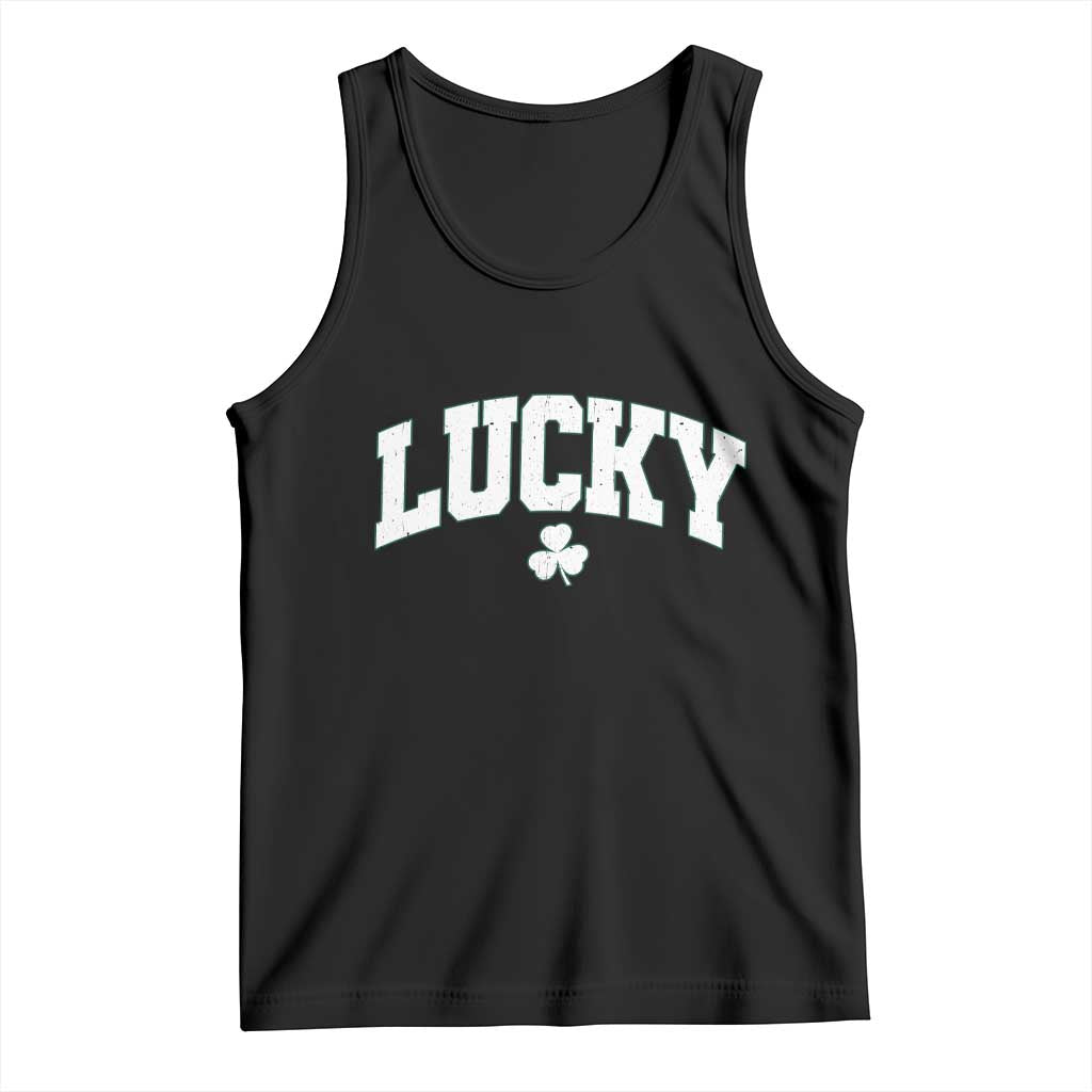 Retro Lucky Tank Top St Patricks Day Irish Shamrock Varsity
