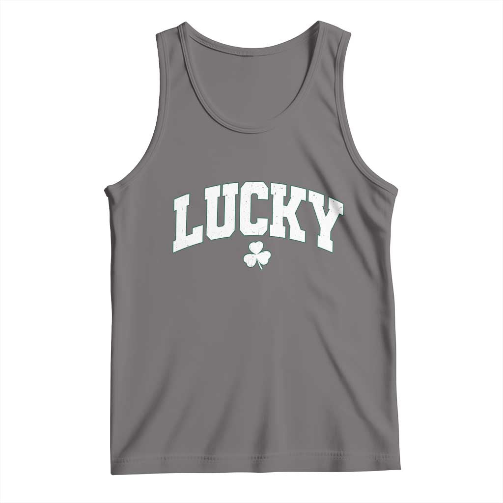 Retro Lucky Tank Top St Patricks Day Irish Shamrock Varsity