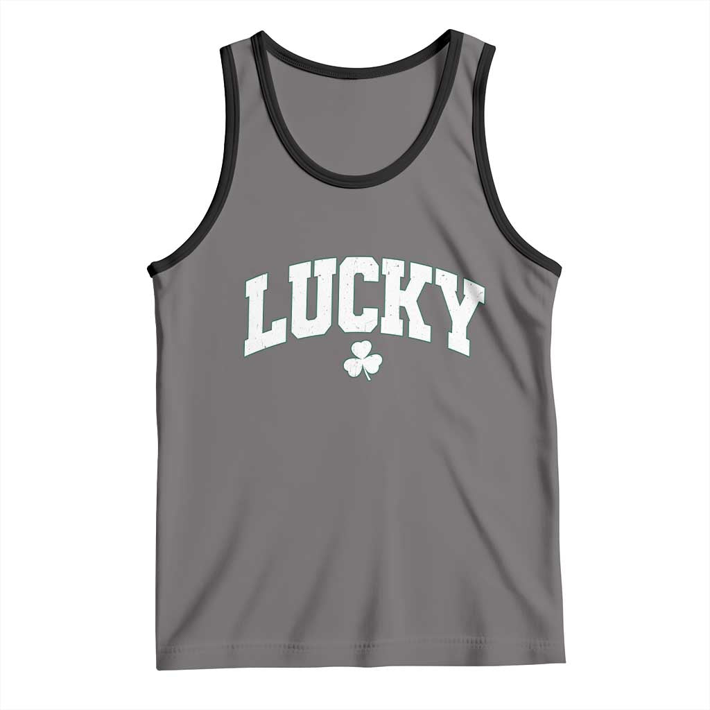 Retro Lucky Tank Top St Patricks Day Irish Shamrock Varsity