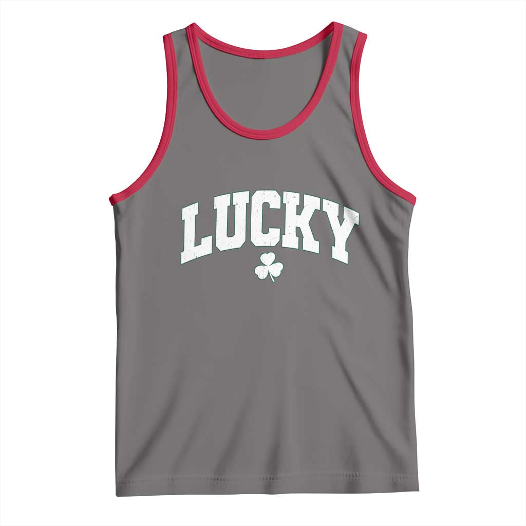 Retro Lucky Tank Top St Patricks Day Irish Shamrock Varsity