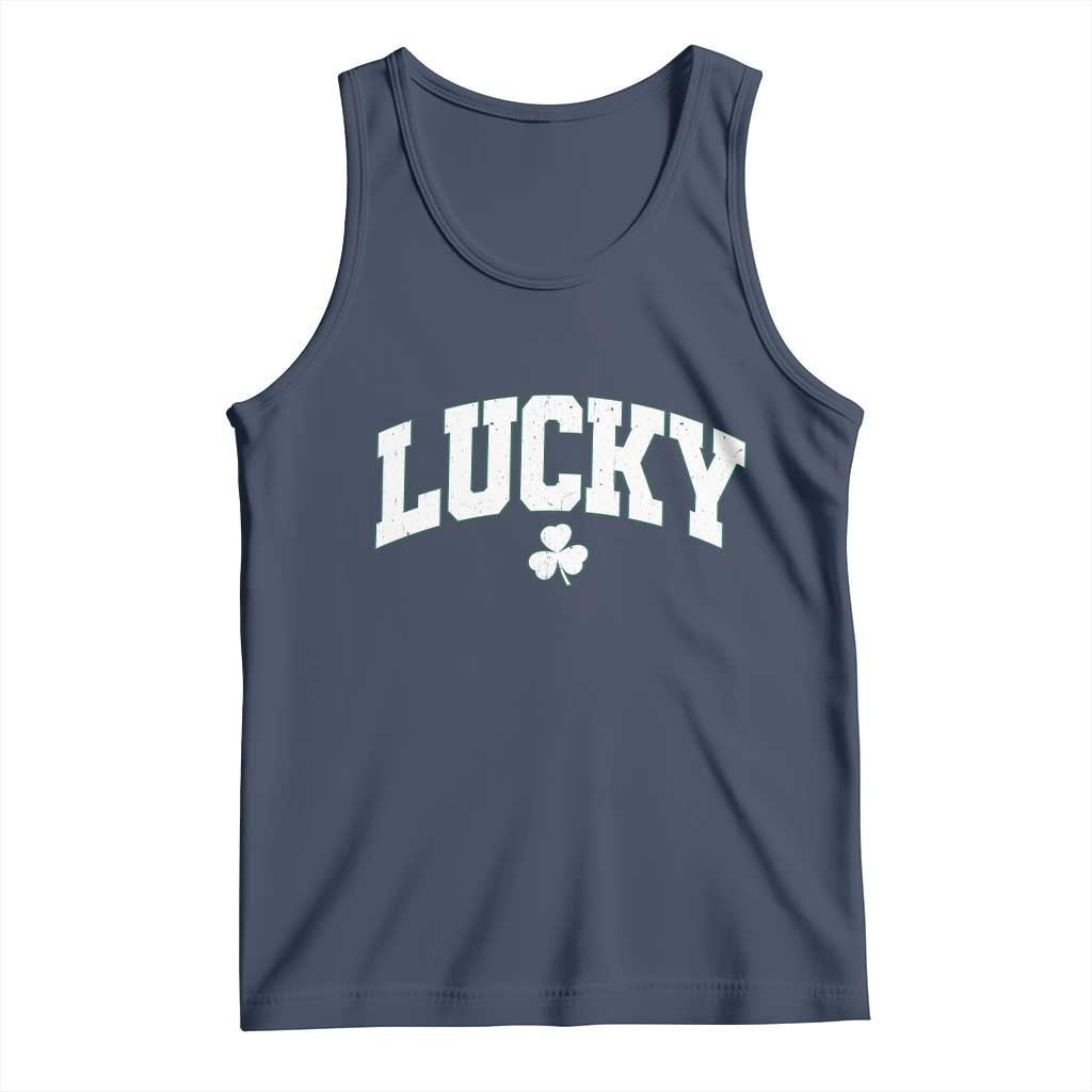 Retro Lucky Tank Top St Patricks Day Irish Shamrock Varsity